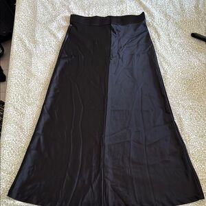 Zara Black satin/high waisted Maxi A-line Skirt